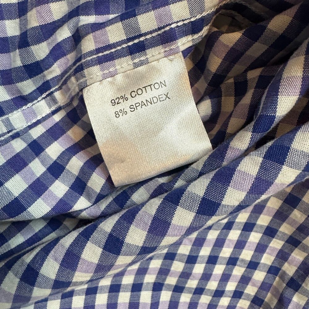 Tailorbyrd Collection Shirt Men Small Blue/Purple Plaid Trim Fit Stretch - Picture 5 of 7